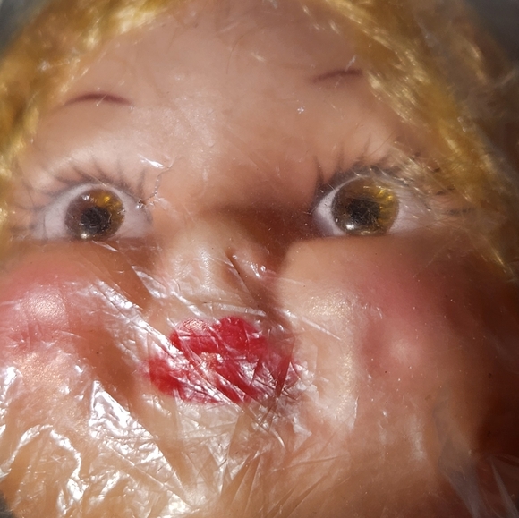 Vtg Blonde Curly Hair Doll Face In Sealed Package Hong Kong Flat Back Doll Face - Picture 6 of 12